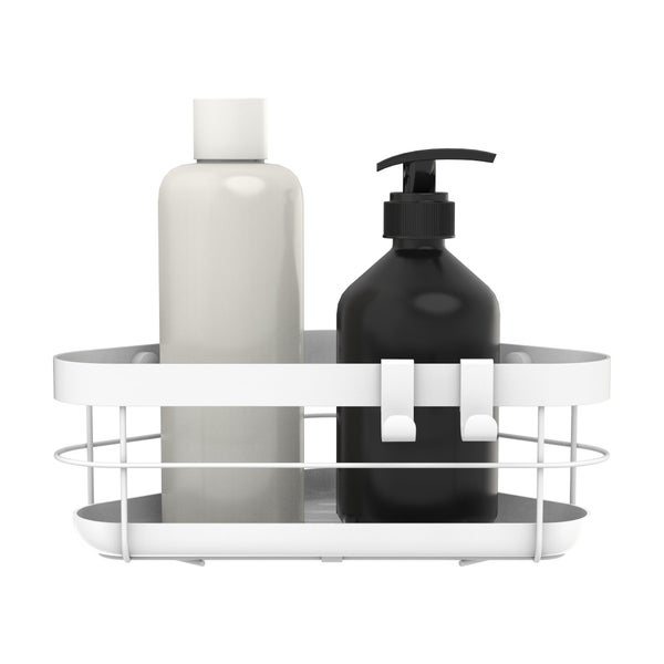 Etagère de bain / douche d'angle blanc a visser / a coller Remix