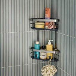 Etagere de bain / douche d'angle a visser / a coller chrome Remix SENSEA