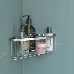 Etagere de bain / douche d'angle a visser / a coller chrome Essential SENSEA