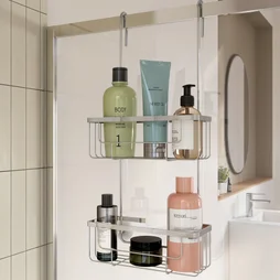 Etagere de bain et douche double a suspendre chrome Essential SENSEA