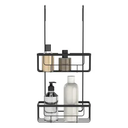 Etagere de bain et douche double a suspendre noir Essential SENSEA