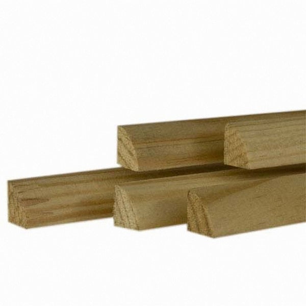 Lot de 5 pièces quart de rond en pin 13 x 13 x 2000