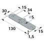 Charnière universel acier pour meuble, L.30 x l.130 mm