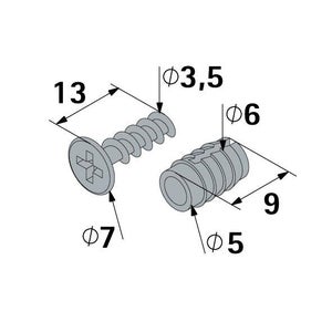 Lot De 40 Manchons À Expansion Plastique Brut Hettich, L.12.5 Mm