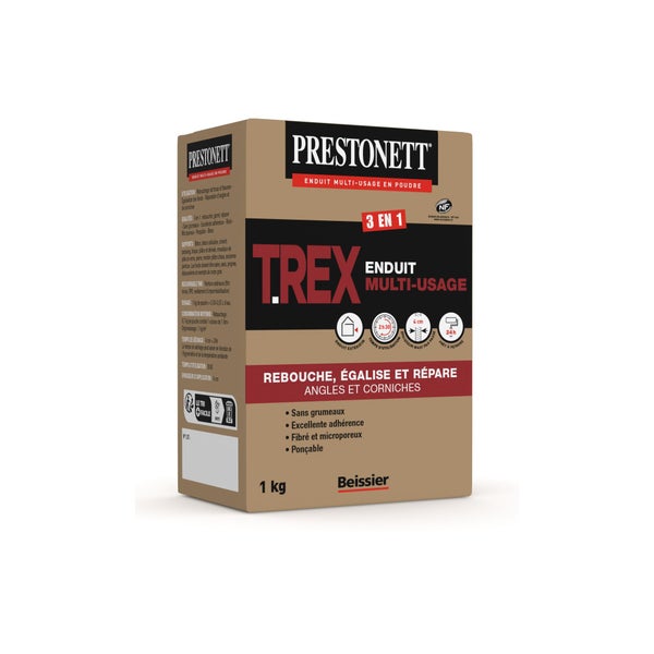 Enduit multifonction en poudre T.rex PRESTONETT blanc 1 kg