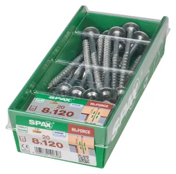 Lot De 20 Vis Acier Torx Spax, Diam.8 Mm X L.120 Mm