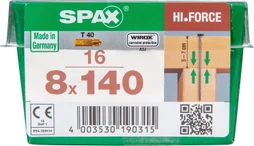 Lot De 16 Vis Acier Torx Spax, Diam.8 Mm X L.140 Mm