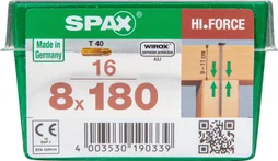 Lot De 16 Vis Acier Torx Spax, Diam.8 Mm X L.180 Mm