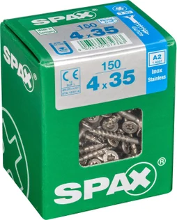 Lot De 150 Vis Inox Tête Fraisée Torx Spax, Diam.4 Mm X L.35 Mm