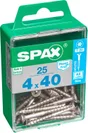 Lot De 25 Vis Inox Tête Fraisée Torx Spax, Diam.4 Mm X L.40 Mm