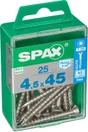 Lot De 25 Vis Inox Tête Fraisée Torx Spax, Diam.4.5 Mm X L.45 Mm
