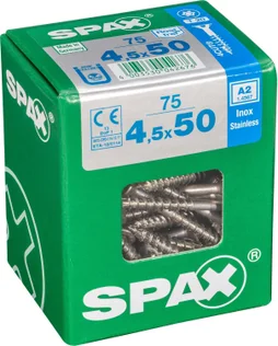 Lot De 75 Vis Inox Tête Fraisée Torx Spax, Diam.4.5 Mm X L.50 Mm