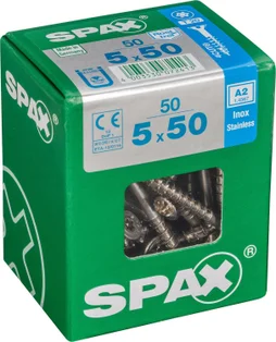 Lot De 50 Vis Inox Tête Fraisée Torx Spax, Diam.5 Mm X L.50 Mm