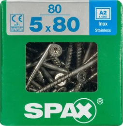 Lot De 80 Vis Inox Tête Fraisée Torx Spax, Diam.5 Mm X L.80 Mm