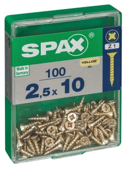 Lot De 100 Vis Acier Tête Fraisée Pozidriv Spax, Diam.2.5 Mm X L.10 Mm