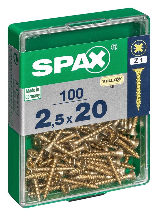 Lot De 100 Vis Acier Tête Fraisée Pozidriv Spax, Diam.2.5 Mm X L.20 Mm