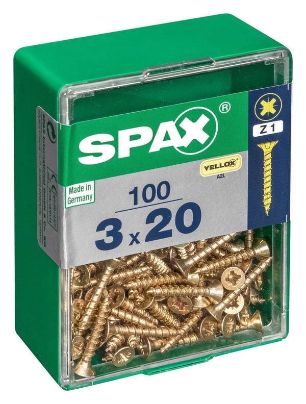 Lot De 100 Vis Acier Tête Fraisée Pozidriv Spax, Diam.3 Mm X L.20 Mm
