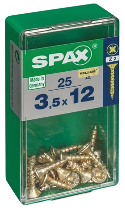 Lot De 25 Vis Acier Tête Fraisée Pozidriv Spax, Diam.3.5 Mm X L.12 Mm
