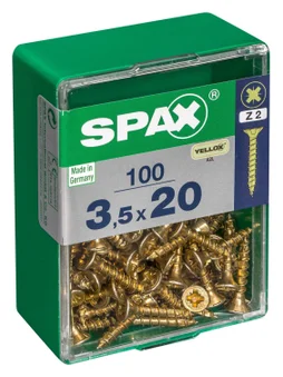 Lot De 100 Vis Acier Tête Fraisée Pozidriv Spax, Diam.3.5 Mm X L.20 Mm