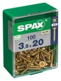 Lot De 100 Vis Acier Tête Fraisée Pozidriv Spax, Diam.3.5 Mm X L.20 Mm