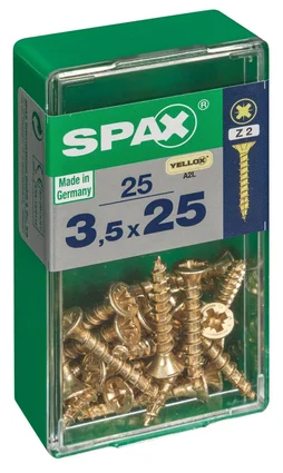 Lot De 25 Vis Acier Tête Fraisée Pozidriv Spax, Diam.3.5 Mm X L.25 Mm