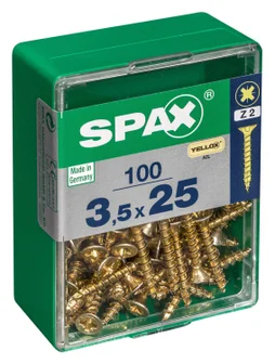 Lot De 100 Vis Acier Tête Fraisée Pozidriv Spax, Diam.3.5 Mm X L.25 Mm