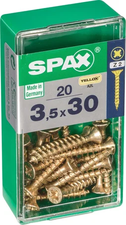 Lot De 20 Vis Acier Tête Fraisée Pozidriv Spax, Diam.3.5 Mm X L.30 Mm