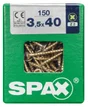Lot De 150 Vis Acier Tête Fraisée Pozidriv Spax, Diam.3.5 Mm X L.40 Mm