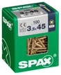 Lot De 100 Vis Acier Tête Fraisée Pozidriv Spax, Diam.3.5 Mm X L.45 Mm