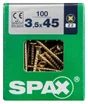Lot De 100 Vis Acier Tête Fraisée Pozidriv Spax, Diam.3.5 Mm X L.45 Mm
