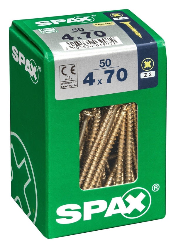 Lot De 50 Vis Acier Tête Fraisée Pozidriv Spax, Diam.4 Mm X L.70 Mm