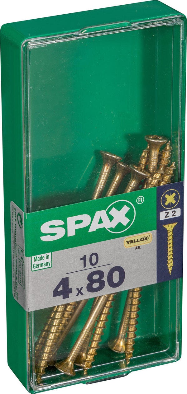 Lot De 10 Vis Acier Tête Fraisée Pozidriv Spax, Diam.4 Mm X L.80 Mm