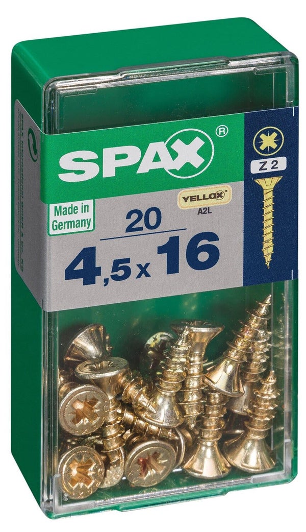 Lot De 20 Vis Acier Tête Fraisée Pozidriv Spax, Diam.4.5 Mm X L.16 Mm