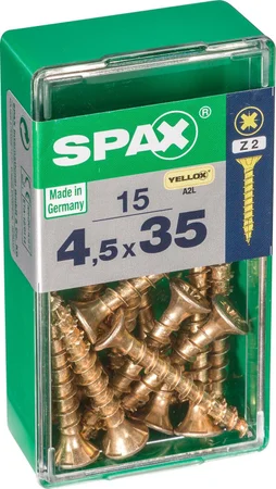 Lot De 15 Vis Acier Tête Fraisée Pozidriv Spax, Diam.4.5 Mm X L.35 Mm