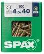Lot De 100 Vis Acier Tête Fraisée Pozidriv Spax, Diam.4.5 Mm X L.40 Mm