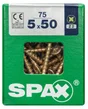 Lot De 75 Vis Acier Tête Fraisée Pozidriv Spax, Diam.5 Mm X L.50 Mm