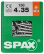 Lot De 150 Vis Acier Tête Fraisée Torx Spax, Diam.4 Mm X L.35 Mm