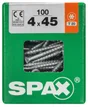 Lot De 100 Vis Acier Tête Fraisée Torx Spax, Diam.4 Mm X L.45 Mm