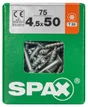 Lot De 75 Vis Acier Tête Fraisée Torx Spax, Diam.4.5 Mm X L.50 Mm