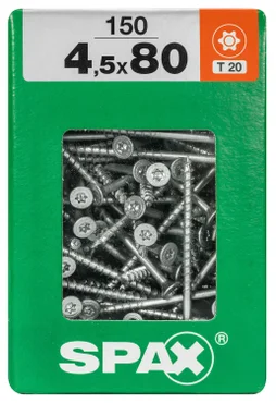 Lot De 150 Vis Acier Tête Fraisée Torx Spax, Diam.4.5 Mm X L.80 Mm