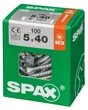 Lot De 100 Vis Acier Tête Fraisée Torx Spax, Diam.5 Mm X L.40 Mm