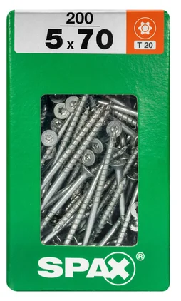Lot De 200 Vis Acier Tête Fraisée Torx Spax, Diam.5 Mm X L.70 Mm