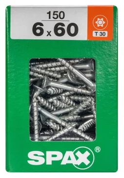 Lot De 150 Vis Acier Tête Fraisée Torx Spax, Diam.6 Mm X L.60 Mm