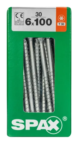 Lot De 30 Vis Acier Tête Fraisée Torx Spax, Diam.6 Mm X L.100 Mm