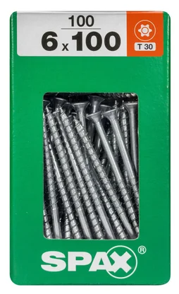 Lot De 100 Vis Acier Tête Fraisée Torx Spax, Diam.6 Mm X L.100 Mm