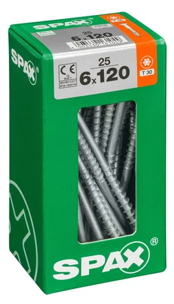 Lot De 25 Vis Acier Tête Fraisée Torx Spax, Diam.6 Mm X L.120 Mm