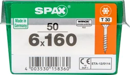 Lot De 50 Vis Acier Tête Fraisée Torx Spax, Diam.6 Mm X L.160 Mm