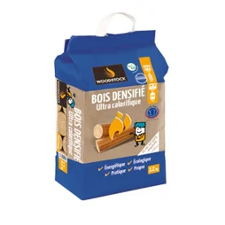 Bûches compressées bois résineux, WOODSTOCK, sac de 8, 12kg