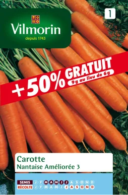 Carotte Nantaise + 50% Gratuit, Vilmorin