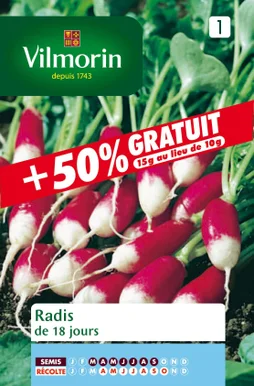 Radis De 18J + 50% Gratuit, Vilmorin